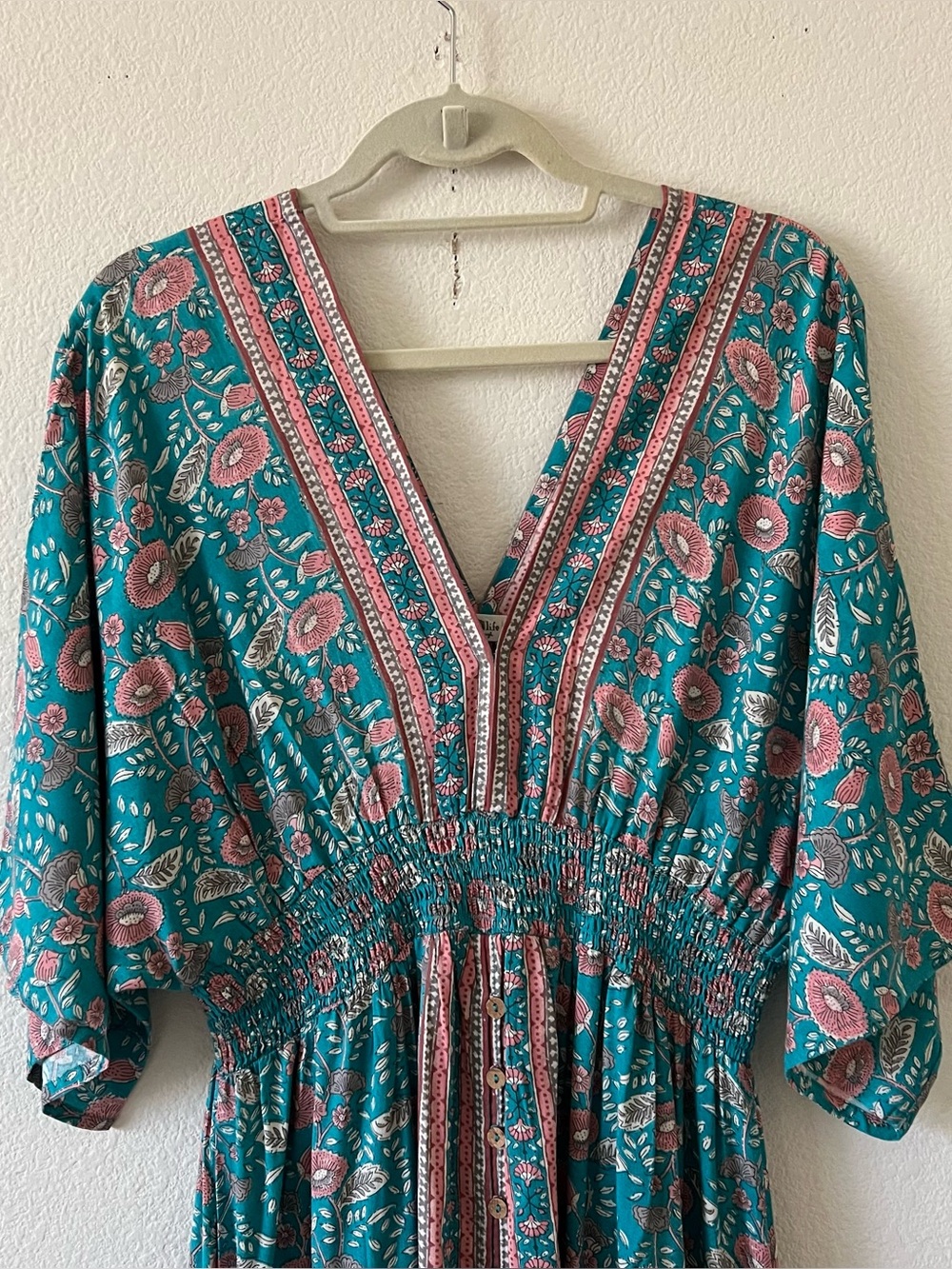 Natural Life Celia Floral Tiered Maxi Dress Smocked Boho Resort Size M - Picture 7 of 13